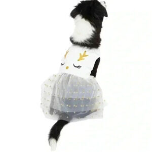 🆕 Reindeer dog dress Ivory & Gold Tone 🆕